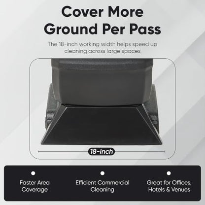 Commercial Carpet Cleaner Extractor 10-Gal Solution Tank 8-Gal Recovery Tank, 18” Cleaning Path, Low Noise Powerful Carpet Cleaner for Hotels, Offices, Large Areas & Professional Use