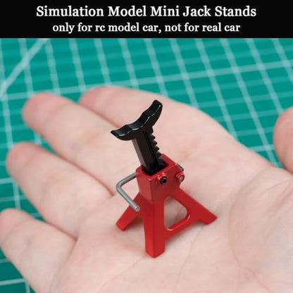 MORLORDY 2Pcs RC Jack Stands 3 Ton Adjustable Height Simulation Jack Stands for TRX4-M SCX24 1/18 1/24 Scale RC Crawler Car