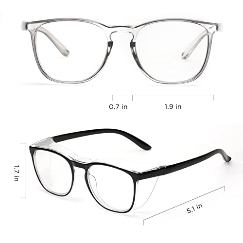 JOO'RTI Anti-Fog Safety Goggles Anti-Blue Light Saftey Glasses Anti-Dust Protective Eyewear for Women and Men - color: 2packs(black & Grey)