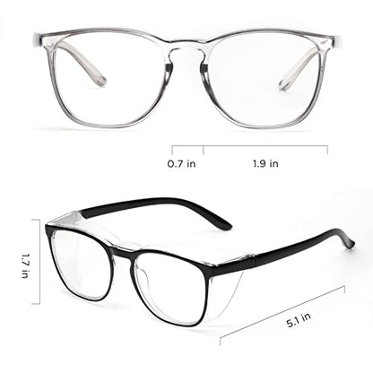 JOO'RTI Anti-Fog Safety Goggles Anti-Blue Light Saftey Glasses Anti-Dust Protective Eyewear for Women and Men - color: 2packs(black & Grey)