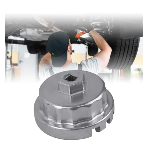 JOYCOURT Oil Filter Wrench, Heavy Duty Oil Filter Cap Removal Socket Tool for 2.5-5.7L Engine Compatible with Highlander, Camry with 64.5mm Cartridge Style Oil Filters Housing - color: Silver