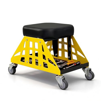 Heavy Duty Rolling Mechanics Seat,400 LBS Capacity Garage Stool, Tools for Automotive Auto Repair (Yellow) - color: Yellow