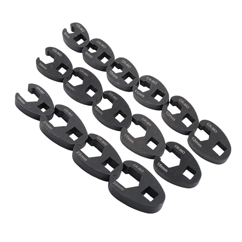 15Pcs Crowfoot Wrench Kit Metric 8-24mm 1/2 and 3/8 Inch Drive Flare Nut Wrench Set