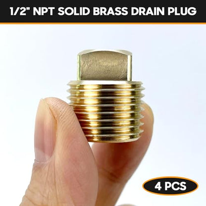 HAPDEN Boat Plugs 1/2 Inch Npt Solid Brass Boat Drain Plug, 4 Pack Garboard Drain Plug Boat Drain Plug Fits Most Boat Hulls (1/2 Inch NPT) - color: Yellow