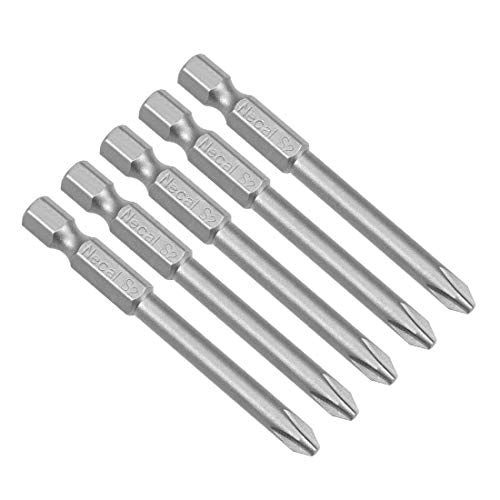 uxcell 5 Pcs 5mm PH2 Magnetic Phillips Screwdriver Bits, 1/4 Inch Hex Shank 2.56-inch Length S2 Power Tool - size: 5.0xPH2