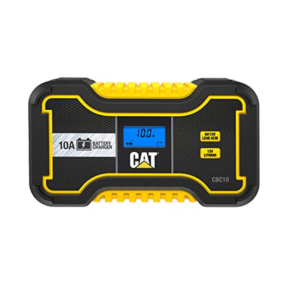 Caterpillar CBC10 Professional 10 Amp Battery Charger/Battery Maintainer for 6V/12V Lead Acid Batteries and 12V Lithium Batteries