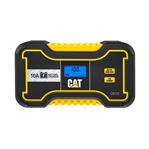 Caterpillar CBC10 Professional 10 Amp Battery Charger/Battery Maintainer for 6V/12V Lead Acid Batteries and 12V Lithium Batteries