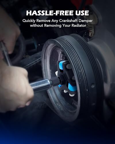 OMT Harmonic Balancer Puller Kit for Removing Harmonic Dampers & Balancers | Adjustable 3-Jaw Puller Pulley Puller Set Compatible with Chevy GM Chrysler Cadillac Ford, Blue - color: Blue