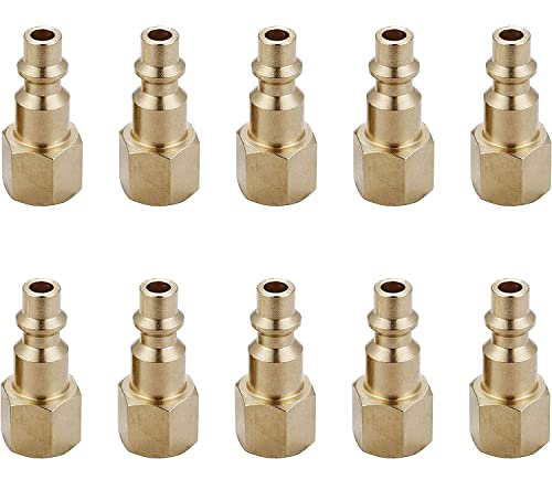 Air Hose Fittings Quick Connect 1/4 Inch NPT | Brass Female Air Coupler Plug, 10 Piece, Industrial Type D, Air Compressor Fittings - size: Female Plug 10 Piece Kit