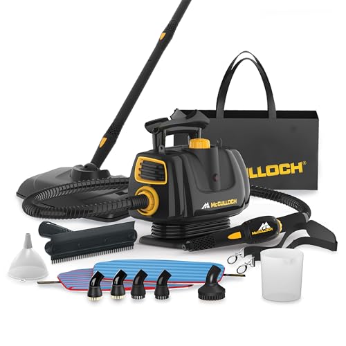 McCulloch MC1270 Portable Power Steam Cleaner, 30 Minute Runtime, 16 Accessories: Mop Head, Brushes, & More - Built for Home, Tile, Grout, Carpet, Furniture, & Personal Car Detailing - size: MC1270
