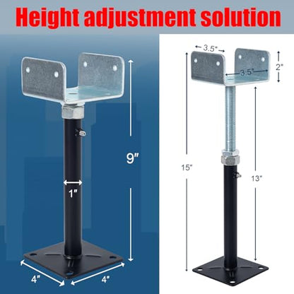 4 Pack U-Shaped Floor Jack for 4x2, 4x4, 4x6 Joists - Adjustable Steel Telepost with U-Head, Mini Screw Jack, Post Jack.9-13 Inch Adjustment Range. - size: 9-13