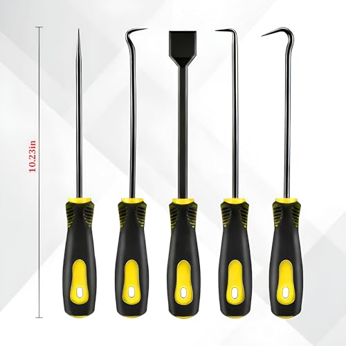 11PCS Car Carbon Steel Precision Hook and Pick Set, Gasket Scraper Hoses Puller Remover Hand Pickup Tool, Magnetic Telescoping Tool Kit for Automotive Electronic Maintenance (Yellow) - color: Yellow