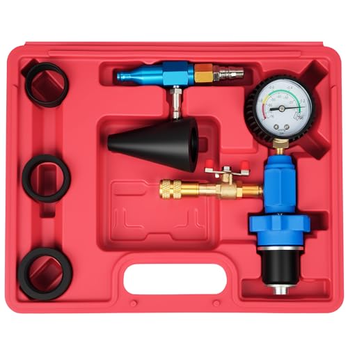 DAYUAN Cooling System Vacuum Purge Radiator Coolant Refill Tool Kit | Automotive Pneumatic Coolant Vacuum Refill Kit, 4 Adapter Sizes, Air Purge Cooling System, Fits Most Vehicles, Storage Case