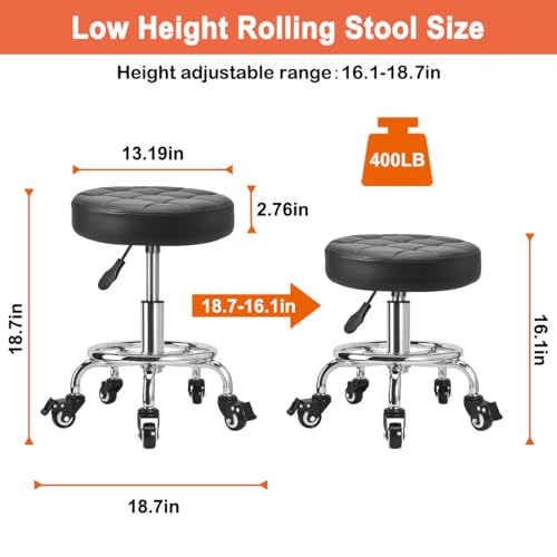 JOSTZHXIN Low Height Roller Stool Height Adjustable, Mechanic Stool Low Rolling Chair, Footstool Modern Roller Seat for Salon SPA Home Office Garage Shop (Style 3) - style: style 3