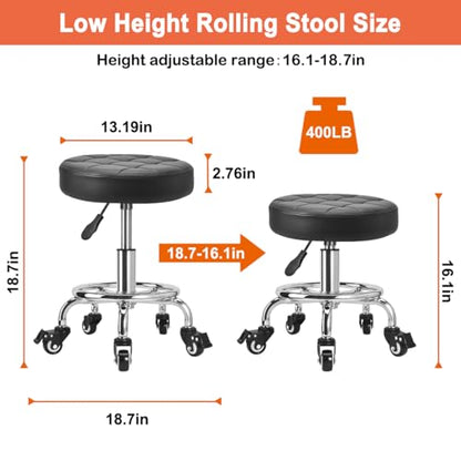 JOSTZHXIN Low Height Roller Stool Height Adjustable, Mechanic Stool Low Rolling Chair, Footstool Modern Roller Seat for Salon SPA Home Office Garage Shop (Style 3) - style: style 3