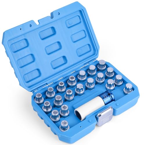 BELEY Wheel Lock Lug Nuts Set, Automotive Anti-Theft Wheel Screws Removal Key Socket Kit for BMW (21pcs for BMW)