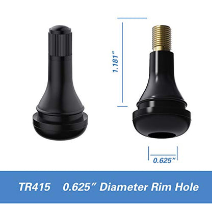 CKAuto TR415 Tubeless Rubber Snap-in Tire Valve Stems, Black, 50 Pcs/Bag | EPDM Rubber, for Standard .453" 11.5 mm Rim Holes, Compatible with Most Cars, SUVs, Light Trucks, and Trailers - size: TR415