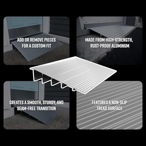 EZ-ACCESS - Threshold Ramps for Doorways - Portable Wheelchair Ramp for Home Steps, Aluminum Door Threshold Sliding Doors, and Wheelchair Access - Adjustable Modular Transitions, 1.5" Rise - size: 1.5 Inch