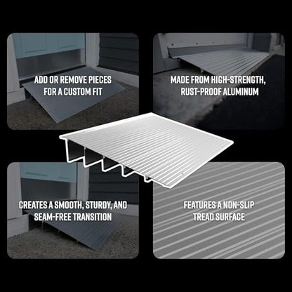 EZ-ACCESS - Threshold Ramps for Doorways - Portable Wheelchair Ramp for Home Steps, Aluminum Door Threshold Sliding Doors, and Wheelchair Access - Adjustable Modular Transitions, 1.5" Rise - size: 1.5 Inch
