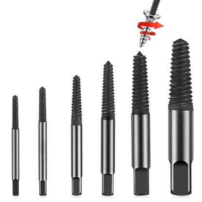 Screw Extractor, [Upgraded Version][6 Pieces] Diyife Screw Extractor Set, [Gifts for Men] Screw Stripped Screw Remover, Easy Out Damaged Screw Bolt Extractor Kit for Broken, Stuck Screws