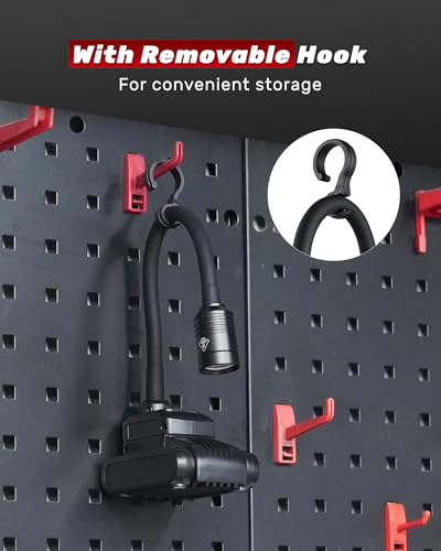 Magnetic Work Light, 4400mAh Rechargeable Flexible Gooseneck Work Light with Hanging Hook, 1000 Lumens 3 Modes LED Machine Light for Work Bench, Lathe, Sewing Machine, Grill, Black