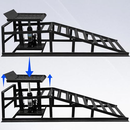 Hydraulic Car Ramps Heavy Duty 2 Pack, 11000LB/5-Ton Low Profile Auto Car Truck Service Ramps with Hydraulic Lift for Maintenance, Oil Change(Black)