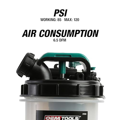 OEMTOOLS Pneumatic/Manual Fluid Extractor, 9.5L Oil Extractor Pump, 5' Hose - size: 9.5 Liter