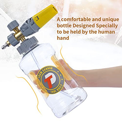 Tool Daily Foam Cannon for Pressure Washer, Adjustable Foam Blaster, 1.5 L | Clear Snow Foam Lance with M22 and 1/4 Inch Quick Connect, Wide Mouth, Additional Orifice Nozzle 1.1mm, 3600 PSI - color: Yellow