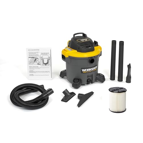 WORKSHOP Wet/Dry Vacs WS1200VA 12-Gallon 5.0 Peak HP Wet Dry Vacuum Cleaner | General Purpose Shop Vacuum with Filter, Dust Bag, Hose and Attachments for Home, Workshop and Jobsite Cleaning