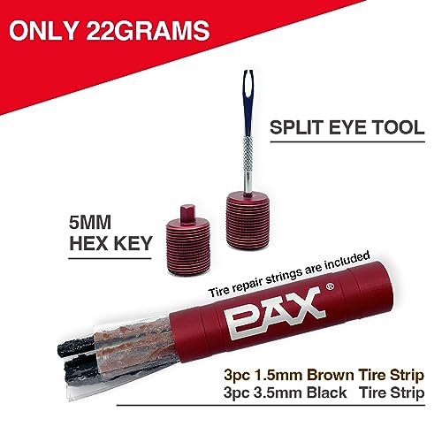 PAX Red Mountain Bike Tubeless Tire Repair Kit, Plus 5mm Hex Key for Emergency Bicycle Repair Kit, Fix Road Bicycle Tire Punctures - color: Red, 5mm Hex key