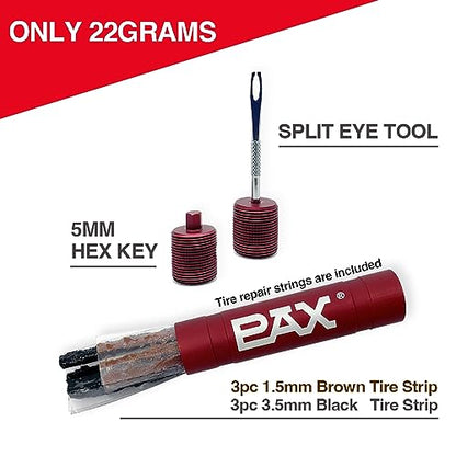 PAX Red Mountain Bike Tubeless Tire Repair Kit, Plus 5mm Hex Key for Emergency Bicycle Repair Kit, Fix Road Bicycle Tire Punctures - color: Red, 5mm Hex key