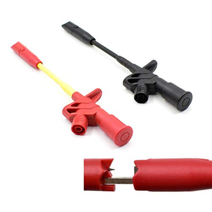 2Pcs Insulation Wire Piercing Probe Clip Test Lead Kit Multimeter Test Probes with 4mm Banana Socket for Automotive Diagnostic Tester Tool