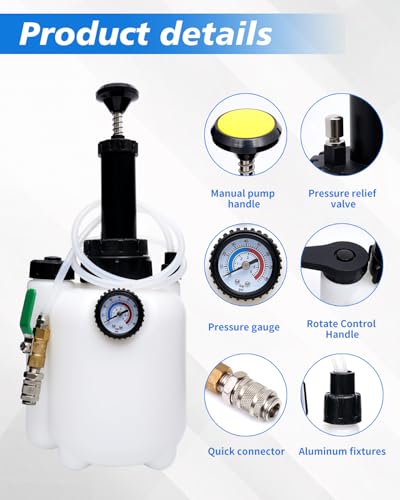 3L Transmission Fluid Pump, ATF Fluid Transfer Pump Tool with Pressure Gauge, 8 Adapters (5 Plastic + 3 Metal), Manual Transmission Fluid Extractor for Car SUV Truck