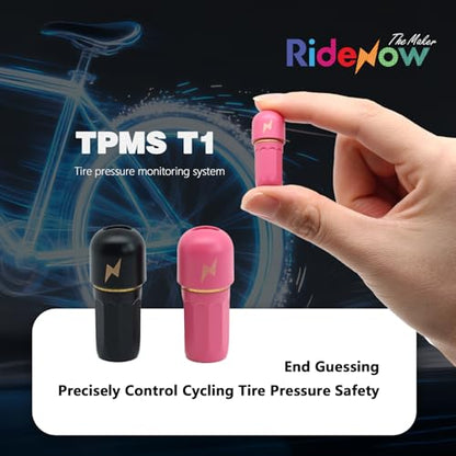 RideNow Tire Pressure Monitoring System T1, Accurate Tire Pressure Detection, Long Battery Life, Support APP/Garmin Cycling Computers Display for Road & MTB Cycling Safety - color: Pink
