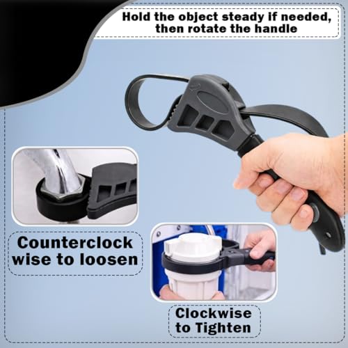 2-Pack Adjustable Rubber Strap Wrench Set – Heavy-Duty Oil Filter Wrench, 6 inch & 8 inch Diameter, Non-Slip Belt Wrench for Jar Opener, Water Filter, Plumbing, Sink, Faucet Repair Tool (Gray)