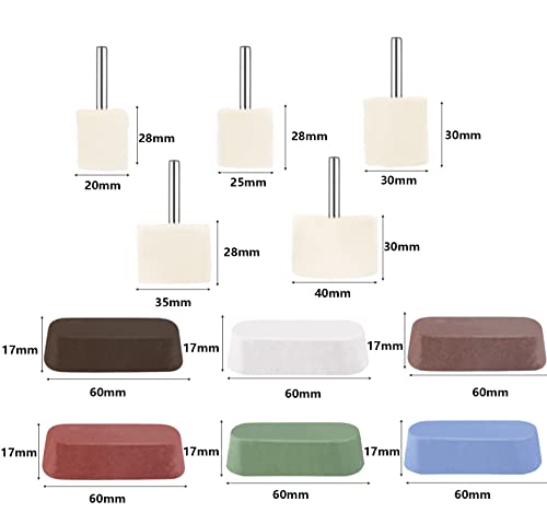19 Pcs Buffing Wheel for Drill,Buffing Pad Polishing Wheel Kits with 6 Pcs Polishing Compound and 5 Pcs Felt Polishing Wheel,for Aluminum, Stainless Steel, Chrome,Metal,Glass,Car Detailing