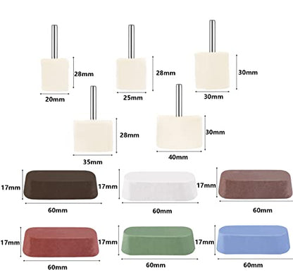 19 Pcs Buffing Wheel for Drill,Buffing Pad Polishing Wheel Kits with 6 Pcs Polishing Compound and 5 Pcs Felt Polishing Wheel,for Aluminum, Stainless Steel, Chrome,Metal,Glass,Car Detailing