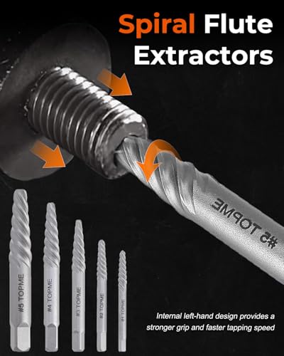 14PCS Easy Out Screw Extractor Set and Left-Hand Drill Bit Set | Stripped Screw Extractor Set for Removing Damaged Screws, Broken Bolts, Studs - color: 14 Pieces