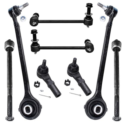 Detroit Axle - Kit for 2011-2020 Dodge Charger 2011-2018 Challenger 2011-2014 Chrysler 300, 2 Lower Forward Control Arms with Ball Joint 4 Inner Outer Tie Rods 2 Sway Bar End Links Replacement - size: 8CS34584/8PC