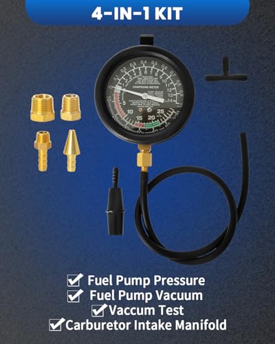 SIXIWANZI Vacuum Gauge, Universal Vacuum Gauge Automotive Kit for Car & Truck
