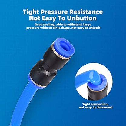 60Pcs Quick Connect Air Hose Fittings 4/6/8/10/12 mm Quick Release Pneumatic Push to Connect Fittings Kit Air Line Fittings for 5/32 1/4 5/16 3/8 1/2 inch Tube