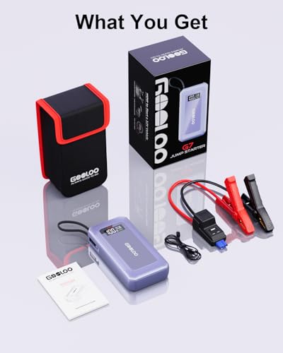 GOOLOO G7 3000A 12V Lithium Jump Starter Booster Pack with Built-in Cable | Supersafe Lithium Jump Box - Portable Power Pack 45W Fast Charging - 10 Safety Protection - For 8.5L Gas & 6L Diesel Engines - color: purple