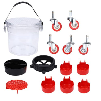 Car Wash Bucket, 15L Leakproof Rolling Bucket with Filter Lid and 5 Casters for Car Detailing and Washing