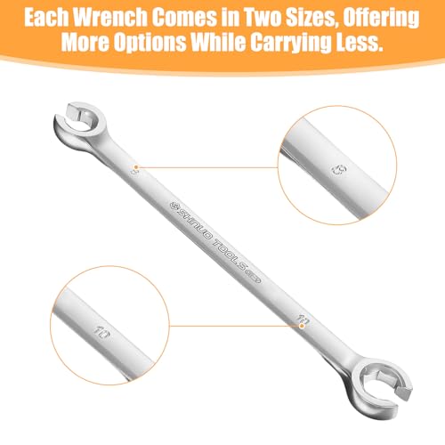 Flare Nut Wrench, Double Open End CR-V Chrome Vanadium Steel Flare Nut Wren | 8mm x 10mm 15-Degree Offset Design Line Wrenches for Automotive Repairs and Household Maintenance