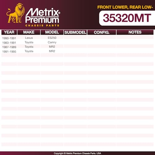 Metrix Premium Chassis Parts - Front Lower Ball Joint Fits 1990-1991 Lexus ES250, 1983-1991 Toyota Camry, 1987-1989,1991-1995 Toyota MR2 Replacement K9352, Made in Europe - size: K9352