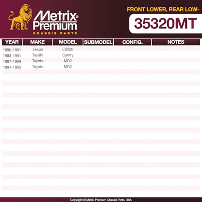 Metrix Premium Chassis Parts - Front Lower Ball Joint Fits 1990-1991 Lexus ES250, 1983-1991 Toyota Camry, 1987-1989,1991-1995 Toyota MR2 Replacement K9352, Made in Europe - size: K9352