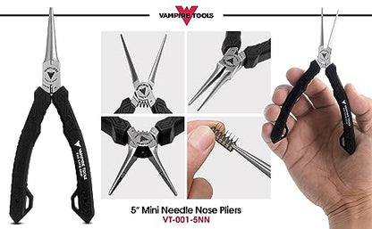 VAMPLIERS 5.5" Mini Precision Needle Nose Pliers, ESD Safe, Made in Japan | Non-Serrated Precision Tip, High Carbon Steel, ESD Safe Ergonomic Handles, For SMD, PCB, Circuit Boards, and Electronics Work - style: 5.5" Needle Nose Pliers