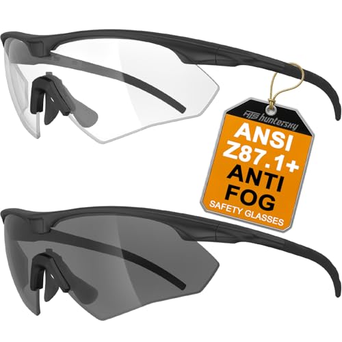 HTS HUNTERSKY S53 Anti Fog Tactical Shooting Range Safety Glasses ANSI Z87.1 Ballistic Eye Protection Hunting Airsoft Riding - color: S53 Black-clear / Black-smoke