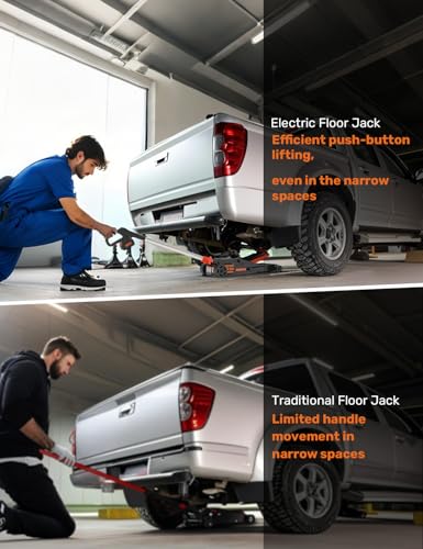 2 Ton Electric Floor Jack, Low Profile Aluminum and Steel Jack for Quickly Car Lift, Hydraulic Service Jack, 4000 lbs Capacity. Lifting Range 3-1/2" to 18-1/4" - size: 2 Ton