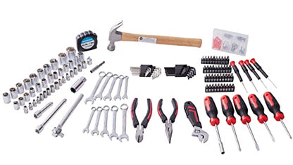 MECHMAX 245-Piece Mechanics Tool Set and Socket Wrench Kit | Comprehensive home and auto repair hand tools with ratchet, wrench, pliers, screwdrivers and hammer. Essential house DIY kit - style: 245 Piece